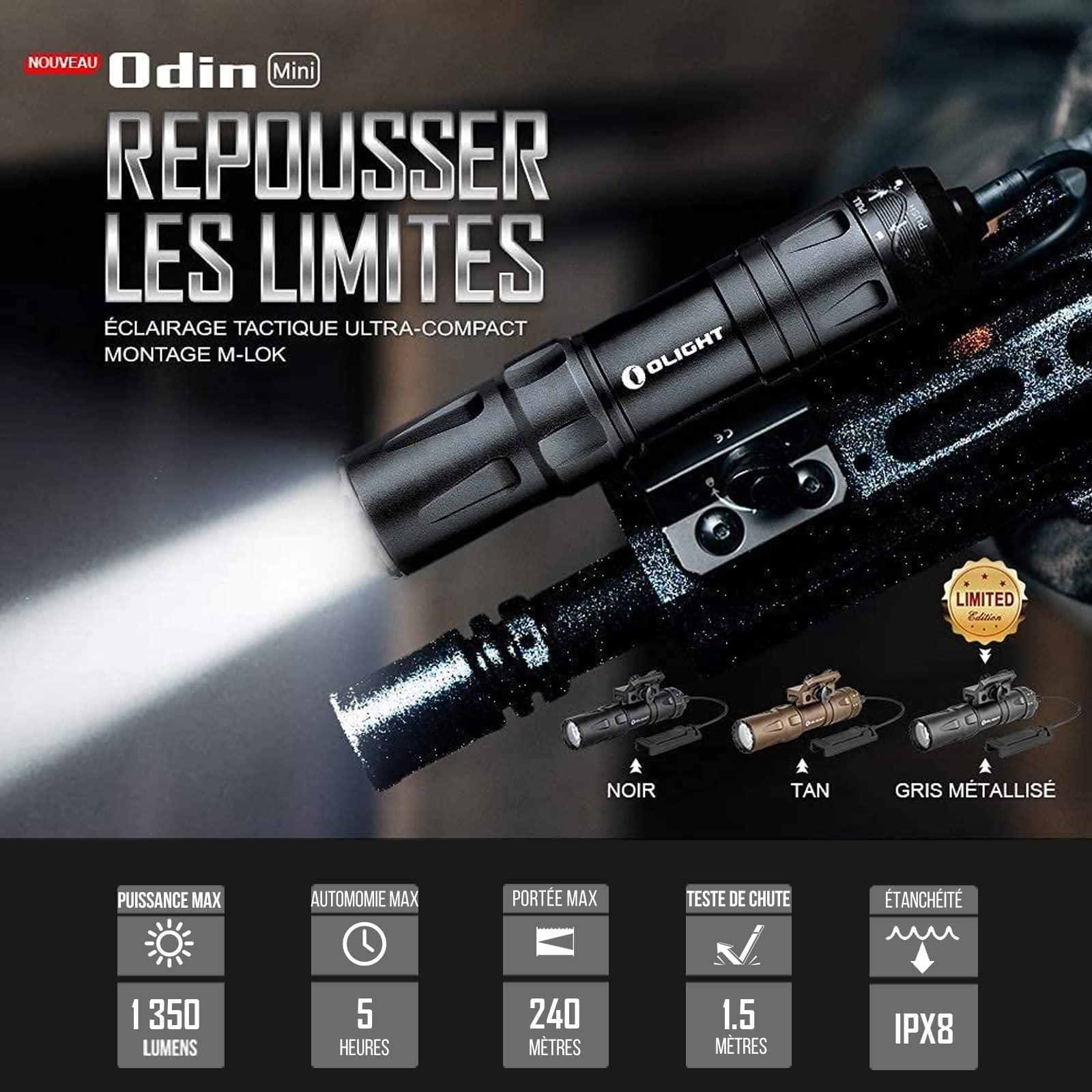 トイガン Olight Odin mini OLIGHT Odin Mini Pistolet Lampe Tactique Puissante Charguer